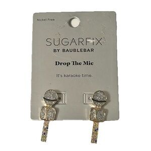 SUGARFIX by BaubleBar Drop the Mic Sparkly Gold Tone Microphone Earrings (NWT)